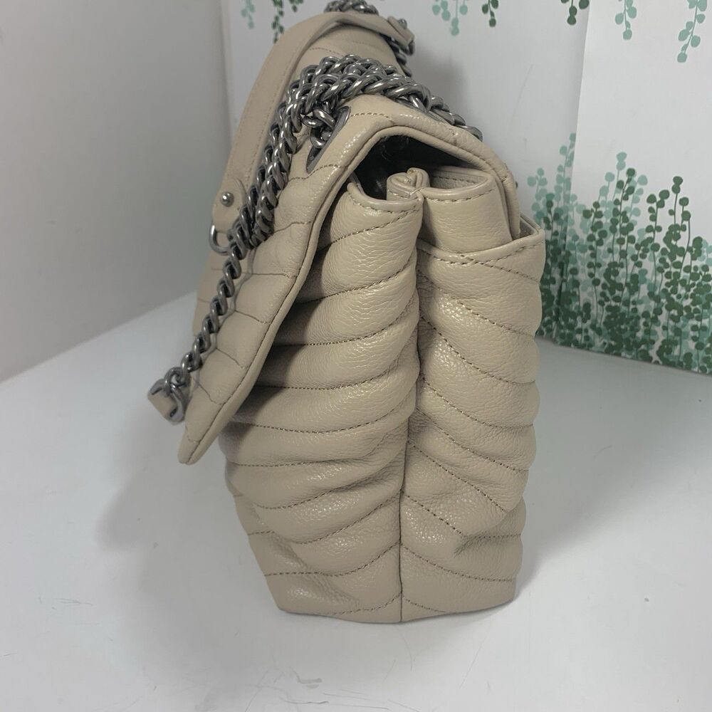 Rebecca Minkoff Quilted Leather Cream Neutral  Flap Shoulder Crossbody Purse - Picture 5 of 16